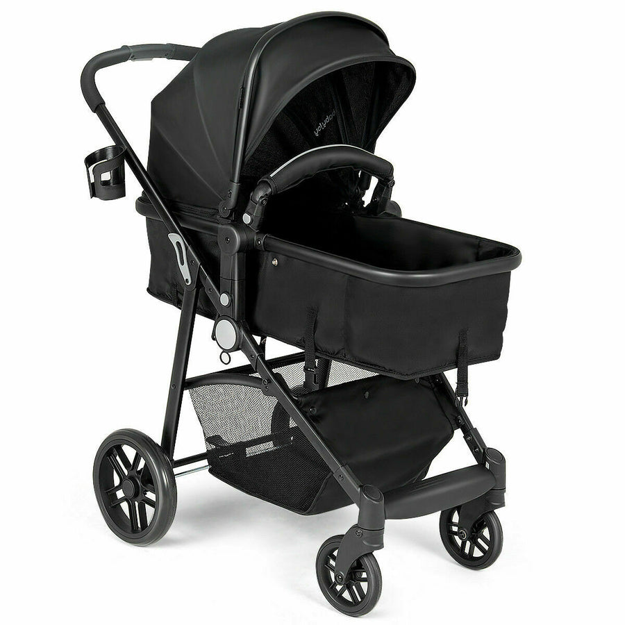 2 In1 Foldable Baby Stroller Kids Travel Newborn Infant Buggy Pushchair Black Image 1
