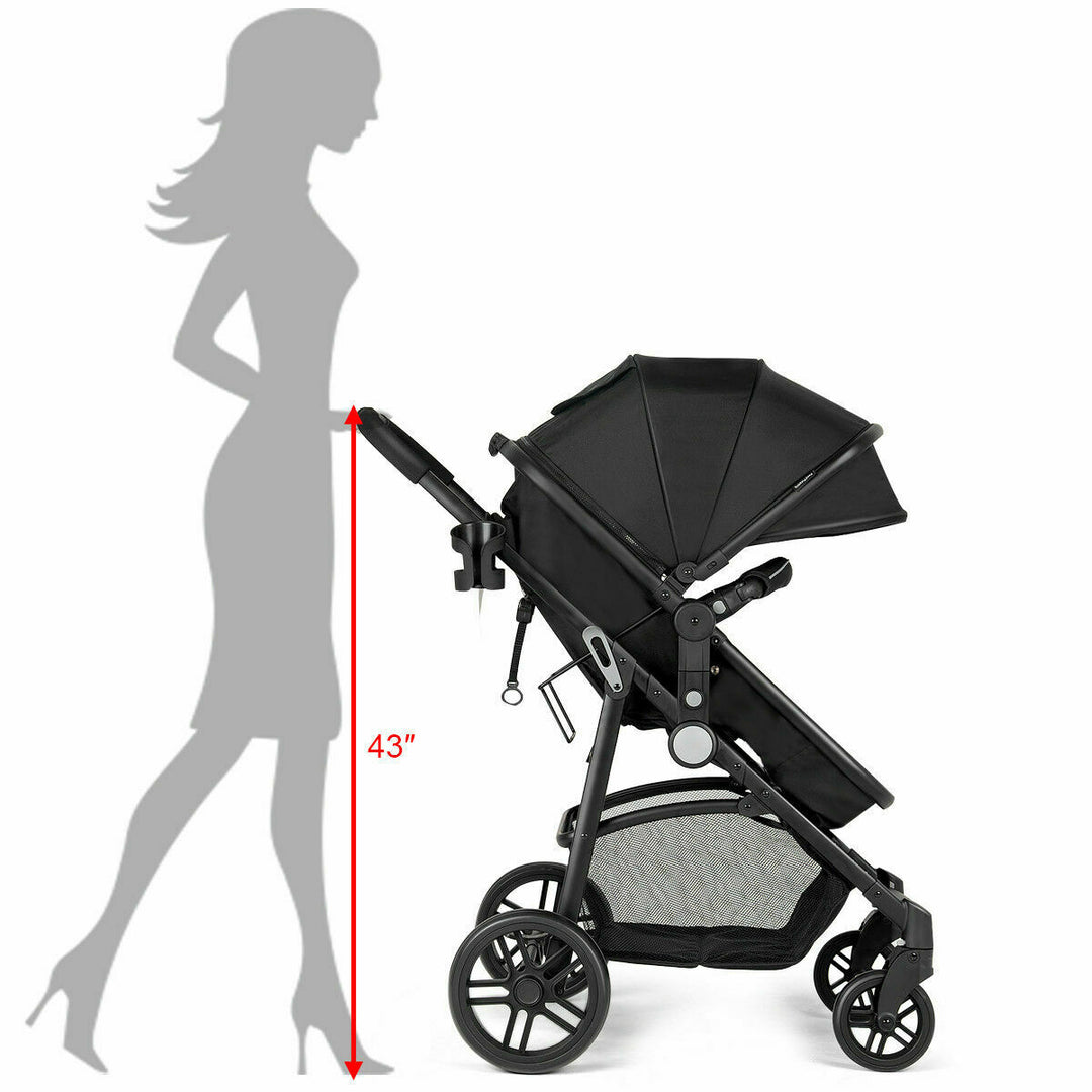 2 In1 Foldable Baby Stroller Kids Travel Newborn Infant Buggy Pushchair Black Image 7