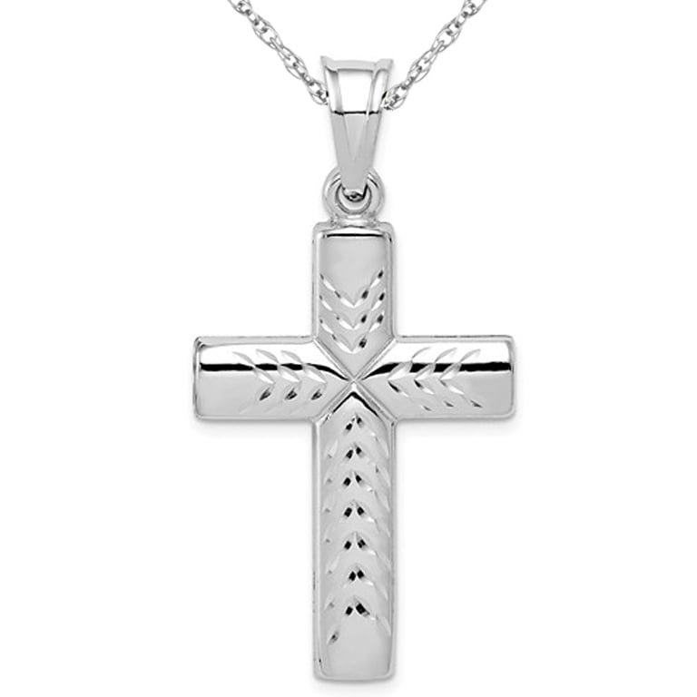 Sterling Silver Reversible Diamond-Cut Cross Pendant Necklace with Chain Image 1