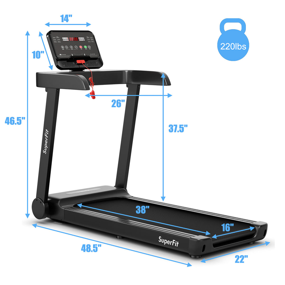 SuperFit 2.25HP Electric Treadmill Running Machine w/App Control for Home Office Image 8