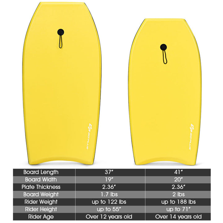 Goplus 41/37 Super Lightweight Bodyboard Surfing W/Leash EPS Core Boarding IXPE Yellow Image 4