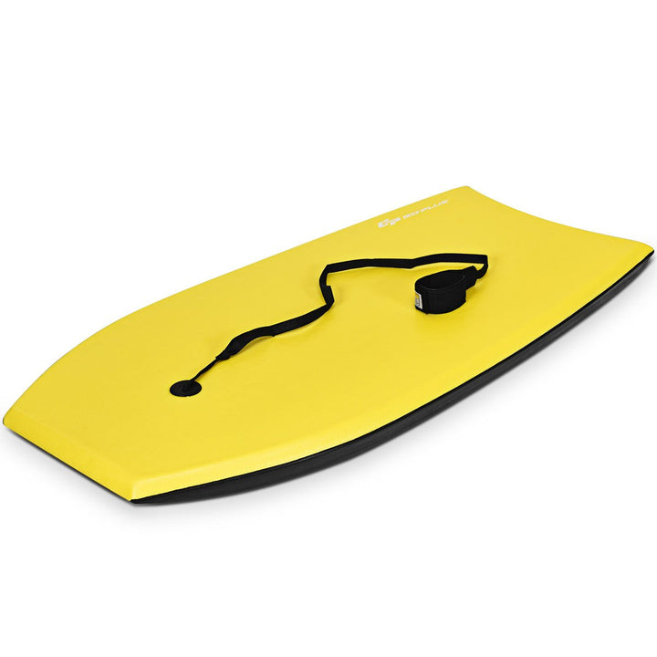 Goplus 41/37 Super Lightweight Bodyboard Surfing W/Leash EPS Core Boarding IXPE Yellow Image 4