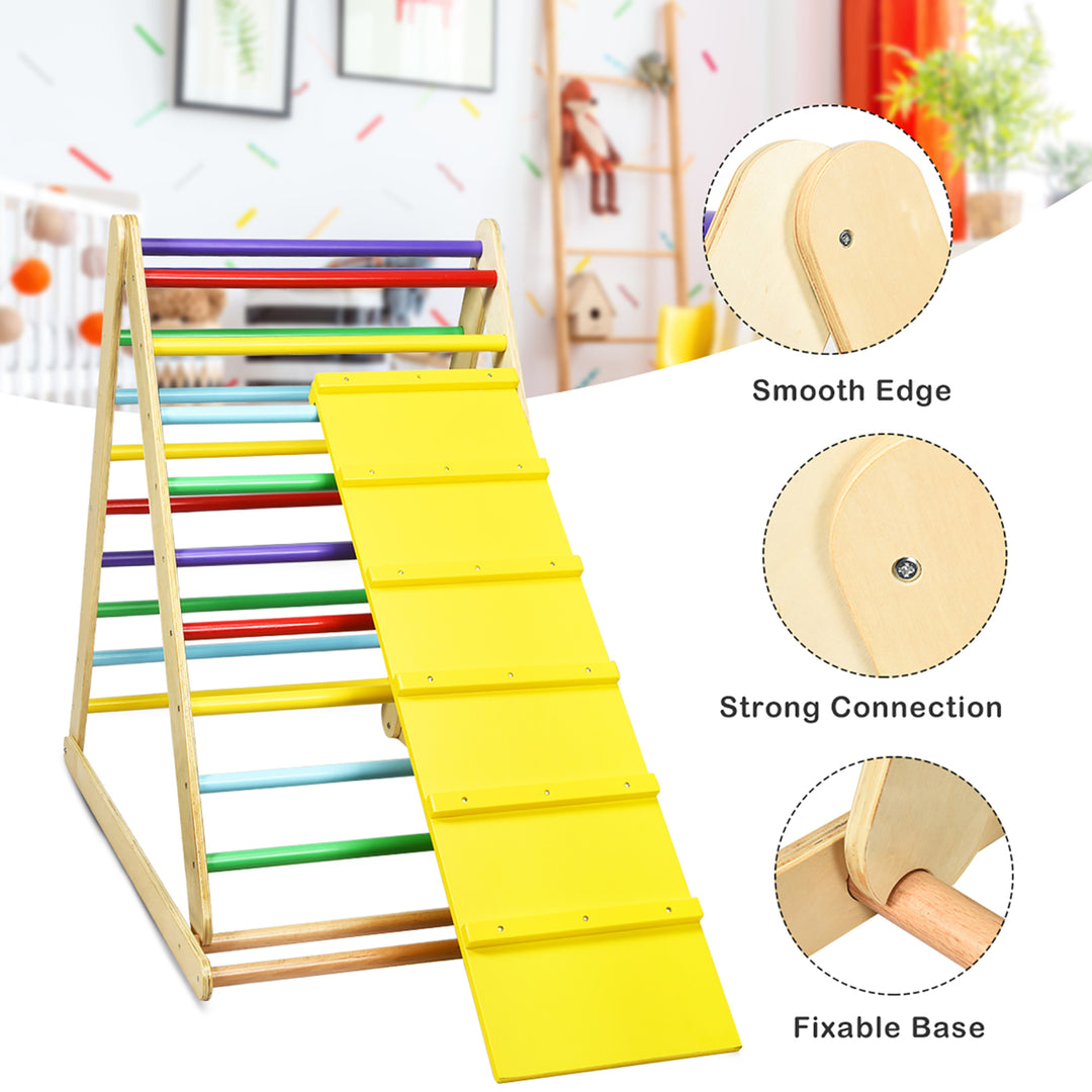 Foldable Wooden Climbing Triangle Indoor Climber w/Ladder for Baby Toddler Image 6