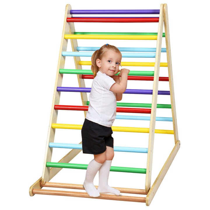 Foldable Wooden Climbing Triangle Indoor Climber w/Ladder for Baby Toddler Image 8