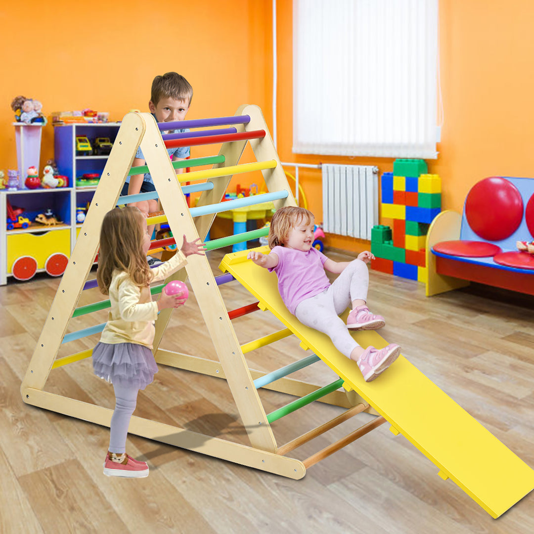 Foldable Wooden Climbing Triangle Indoor Climber w/Ladder for Baby Toddler Image 1