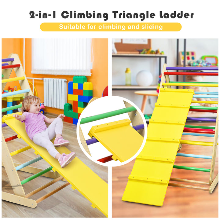 Foldable Wooden Climbing Triangle Indoor Climber w/Ladder for Baby Toddler Image 10