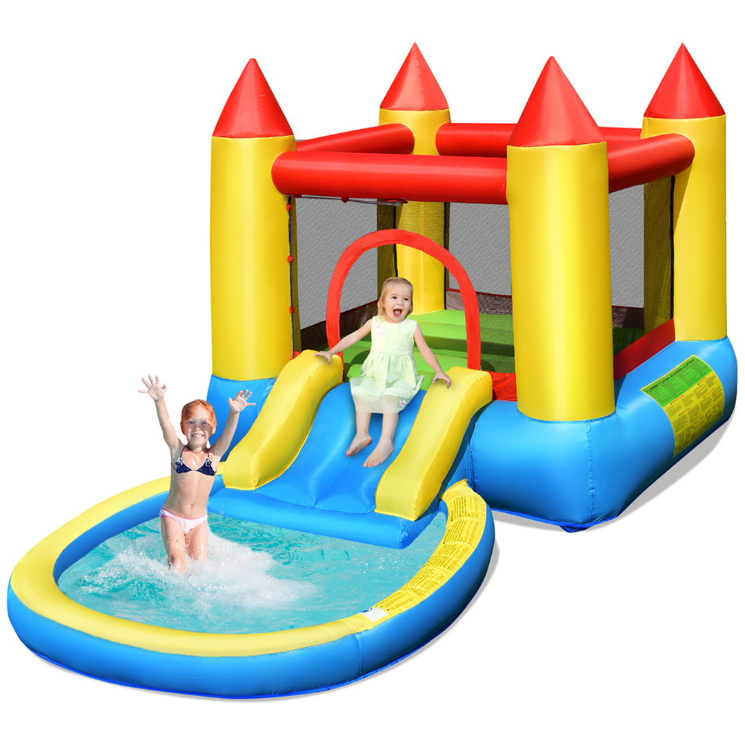 Inflatable Bounce House Kids Slide Jumping Castle Bouncer w/ balls Pool and Bag Image 1