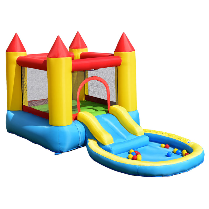 Inflatable Bounce House Kids Slide Jumping Castle Bouncer w/ balls Pool and Bag Image 9