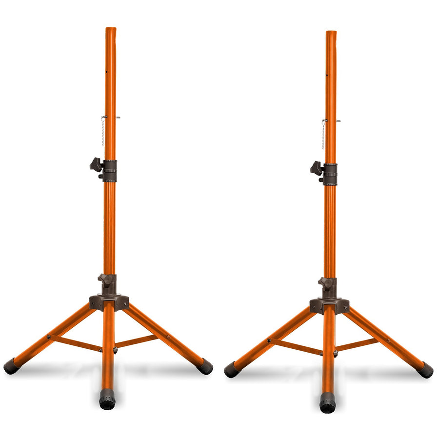 (Pack of 2) Technical Pro Professional Iron Steel Orange Tri-Pod Speaker Stand with Plastic Feet40 lbs Image 1