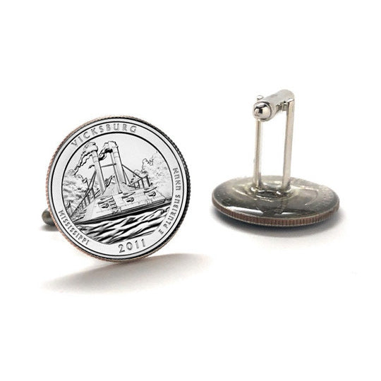 Vicksburg National Military Park Cufflinks Uncirculated U.S. Quarter 2011 Cuff Links Image 3