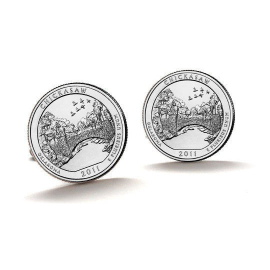 Chickasaw National Recreation Area Cufflinks Uncirculated U.S. Quarter 2011 Cuff Links Image 1