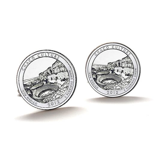 Chaco Culture National Historical Park Coin Cufflinks Uncirculated U.S. Quarter 2012 Cuff Links Image 1