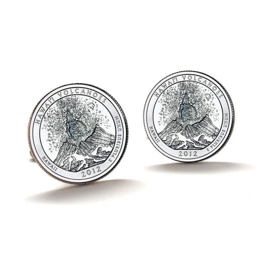 Hawai i Volcanoes National Park Coin Cufflinks Uncirculated U.S. Quarter 2012 Cuff Links Image 1