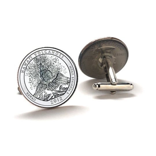 Hawai i Volcanoes National Park Coin Cufflinks Uncirculated U.S. Quarter 2012 Cuff Links Image 2