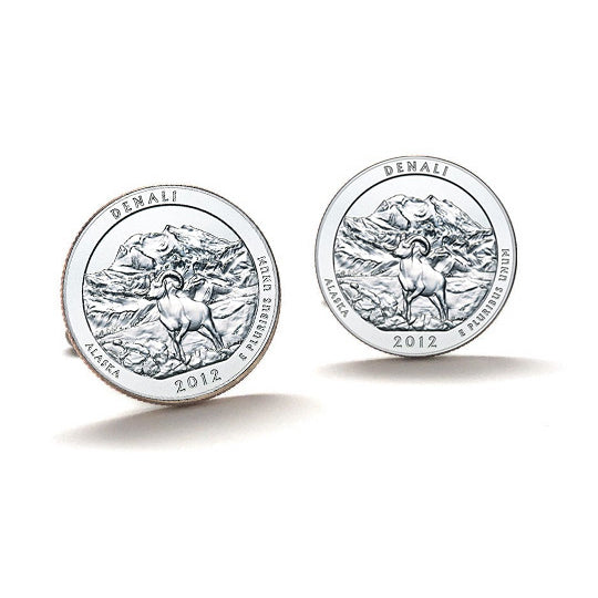 Denali National Park and Preserve Cufflinks Uncirculated U.S. Quarter 2012 Cuff Links Image 1