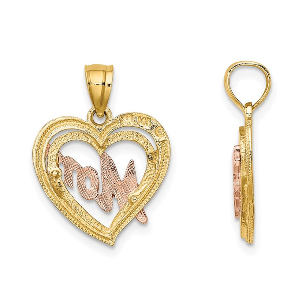 MOM Heart Pendant Necklace in 14K Yellow Gold with Chain Image 2