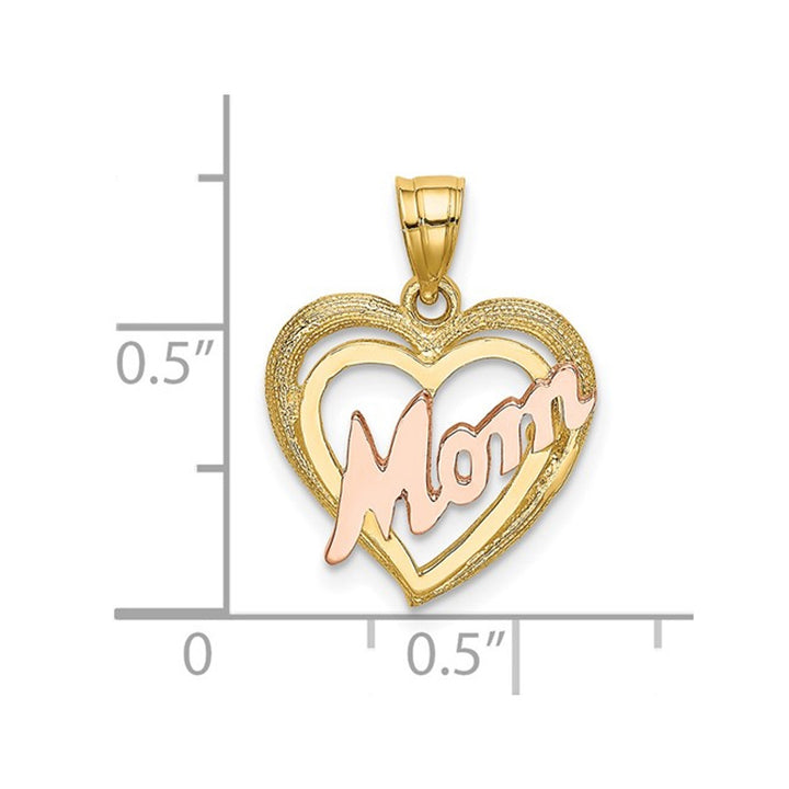 MOM Heart Pendant Necklace in 14K Yellow Gold with Chain Image 3