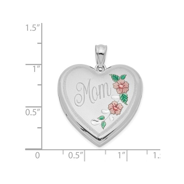 Sterling Silver Mom Heart Flower Locket with Chain Image 4