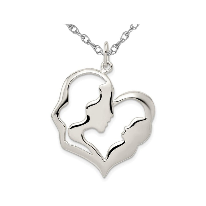 Sterling Silver Polished Mother and Baby Pendant Necklace with Chain Image 1