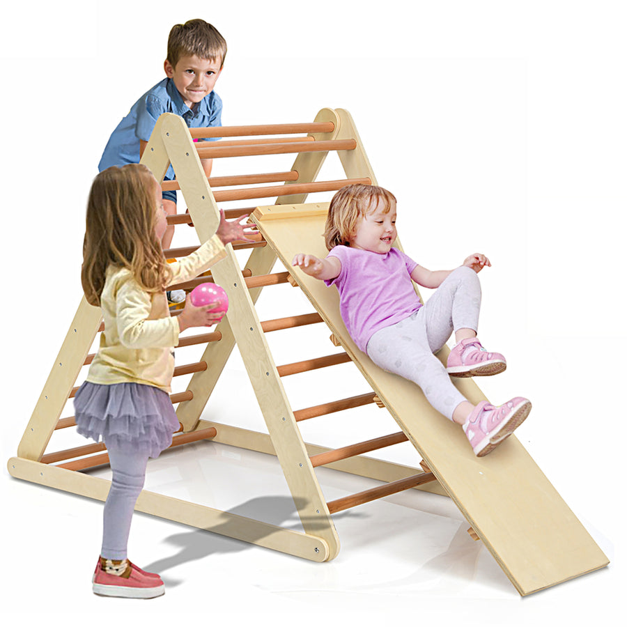 Foldable Wooden Climbing Triangle Indoor Home Climber w/ Ladder for Toddler Baby Image 1