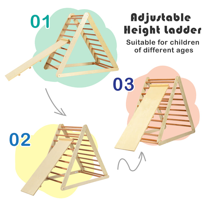 Foldable Wooden Climbing Triangle Indoor Home Climber w/ Ladder for Toddler Baby Image 6