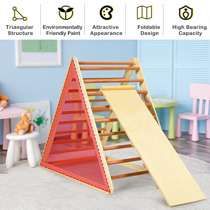 Foldable Wooden Climbing Triangle Indoor Home Climber w/ Ladder for Toddler Baby Image 8