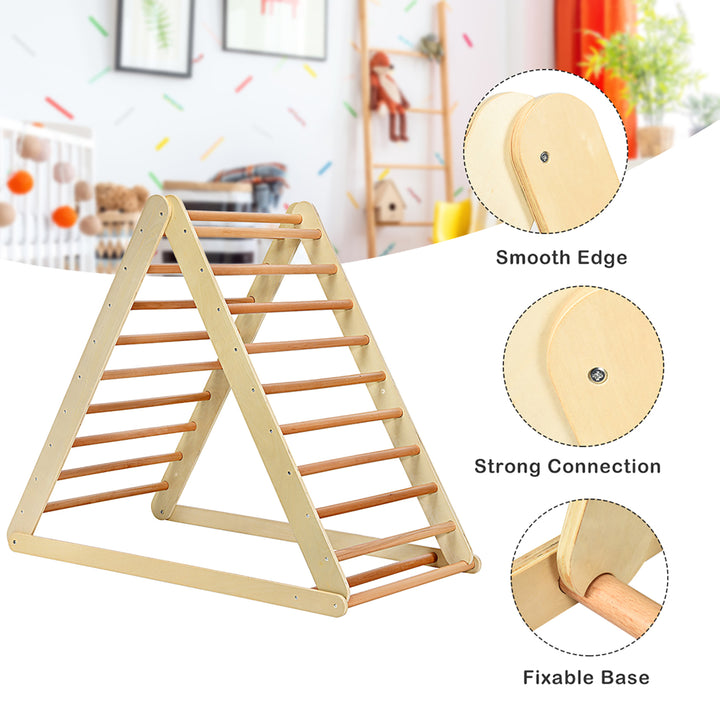 Foldable Wooden Climbing Triangle Indoor Home Climber w/ Ladder for Toddler Baby Image 9