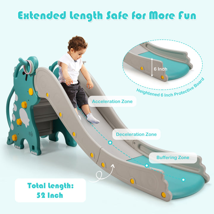 4 in 1 Kids Climber Slide Play Set w/Basketball Hoop and Toss Toy Indoor and Outdoor Image 6