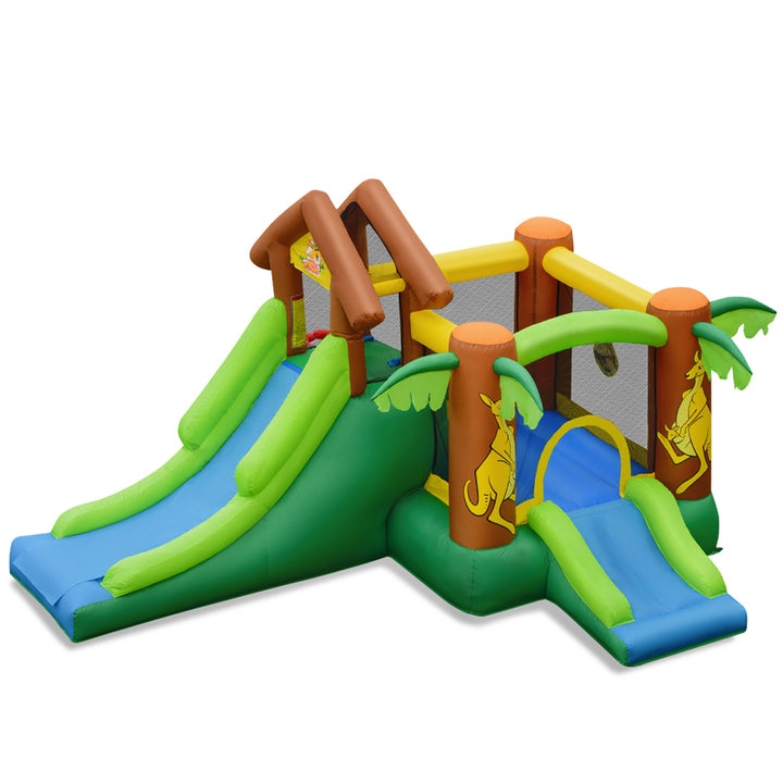 Inflatable Jungle Bounce House Kids Dual Slide Jumping Castle Bouncer Image 1