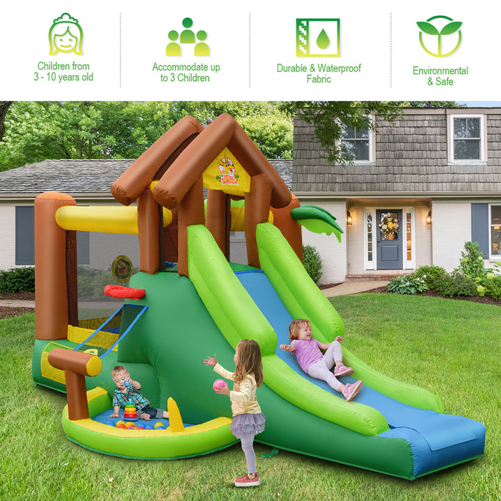 Inflatable Jungle Bounce House Kids Dual Slide Jumping Castle Bouncer Image 6