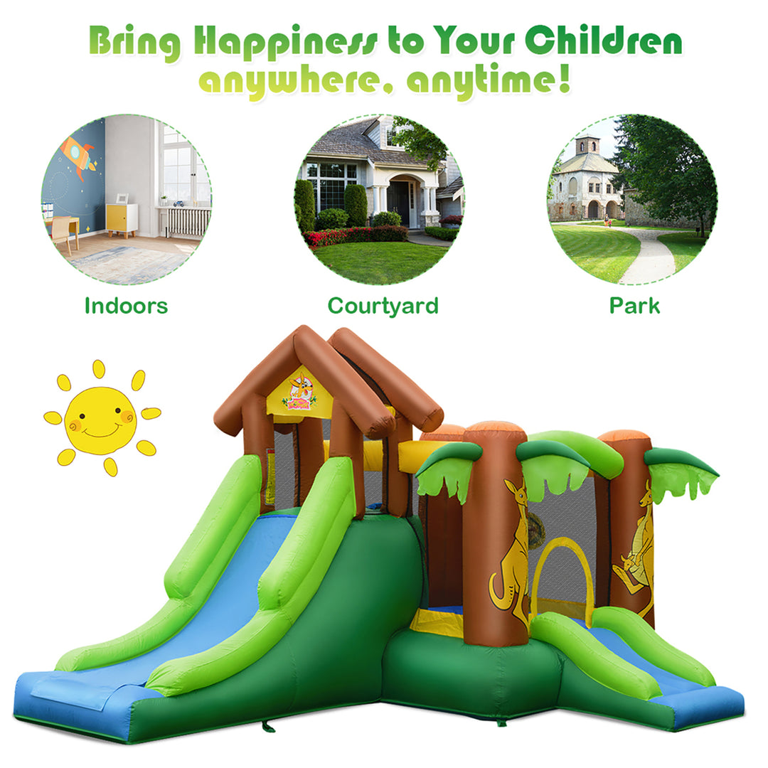 Inflatable Jungle Bounce House Kids Dual Slide Jumping Castle Bouncer Image 7