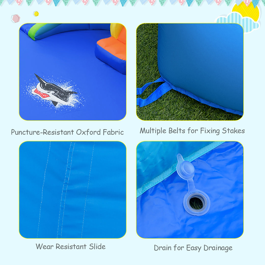 Inflatable Bounce House Kids Water Splash Pool Dual Slides Climbing Wall without Blower Image 9