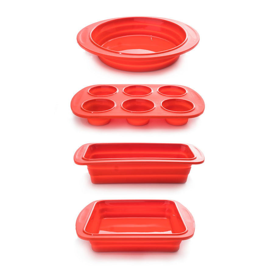 Cooks Companion 4-Piece Collapsible Silicone Bakeware Set Image 1