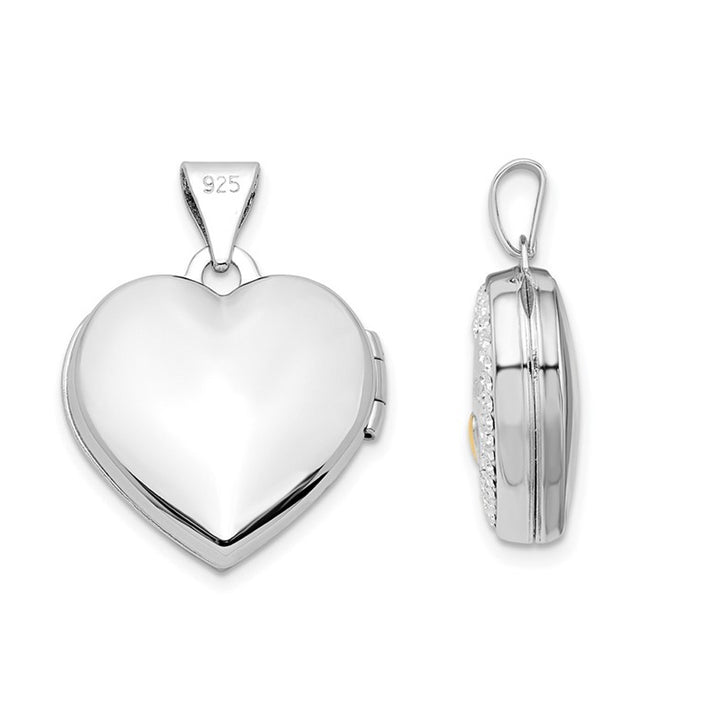 Sterling Silver Mom Heart Crystal Locket with Chain Image 3