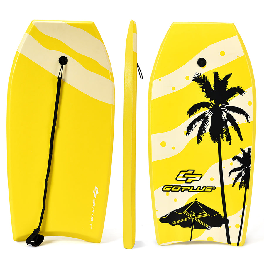 Goplus Body Board 33\36Super Lightweight Surfing Board W/ Leash XPE Deck EPS Core Image 1