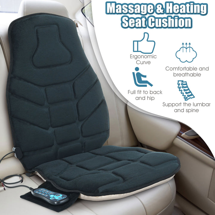 Massage Seat Cushion Back Massager w/ Heat and 6 Vibration Motors for Home Image 6