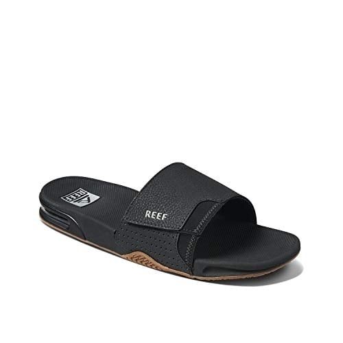 REEF Fanning Slide Sandal Black Silver CI3632 Grey Water Friendly Comfort Image 1