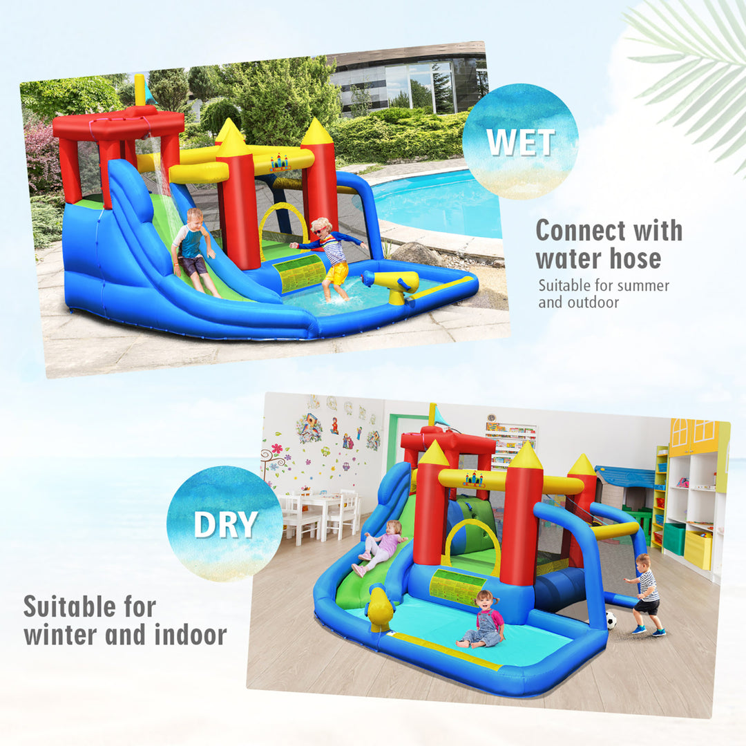 Inflatable Bouncer Water Slide Bounce House Splash Pool without Blower Image 6