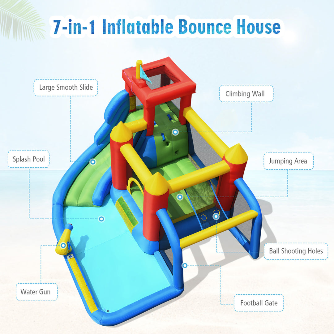 Inflatable Bouncer Water Slide Bounce House Splash Pool without Blower Image 8