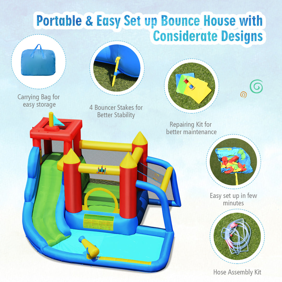 Inflatable Bouncer Water Slide Bounce House Splash Pool without Blower Image 9