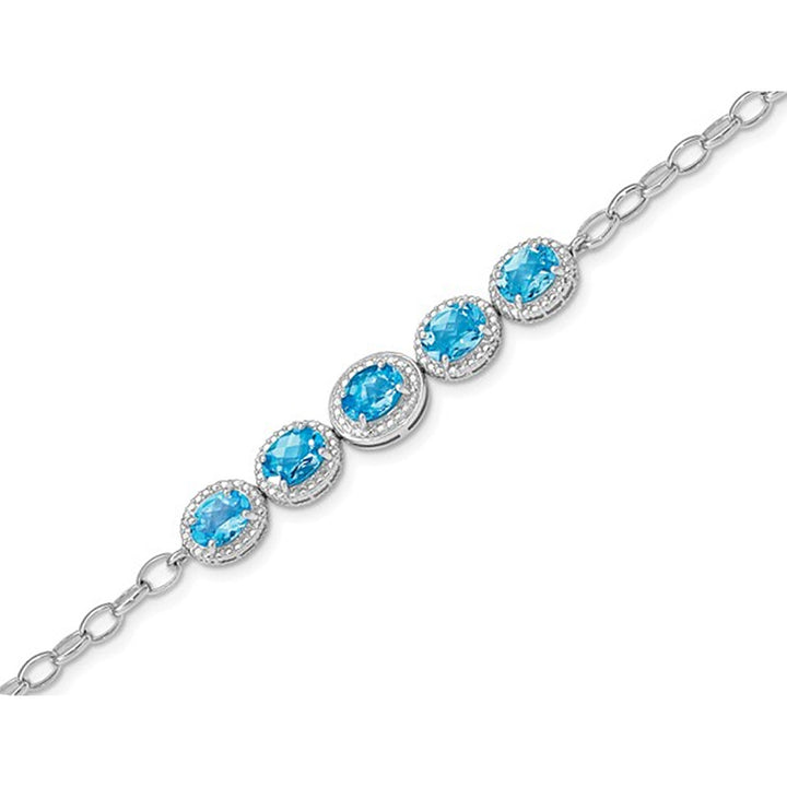 5.00 Carat (ctw) Sterling Silver Swiss Blue Topaz Bracelet - 8 Inches Image 1