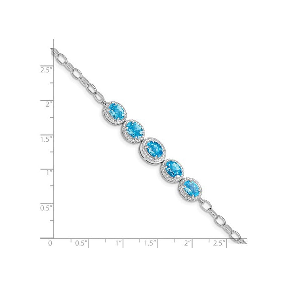 5.00 Carat (ctw) Sterling Silver Swiss Blue Topaz Bracelet - 8 Inches Image 2