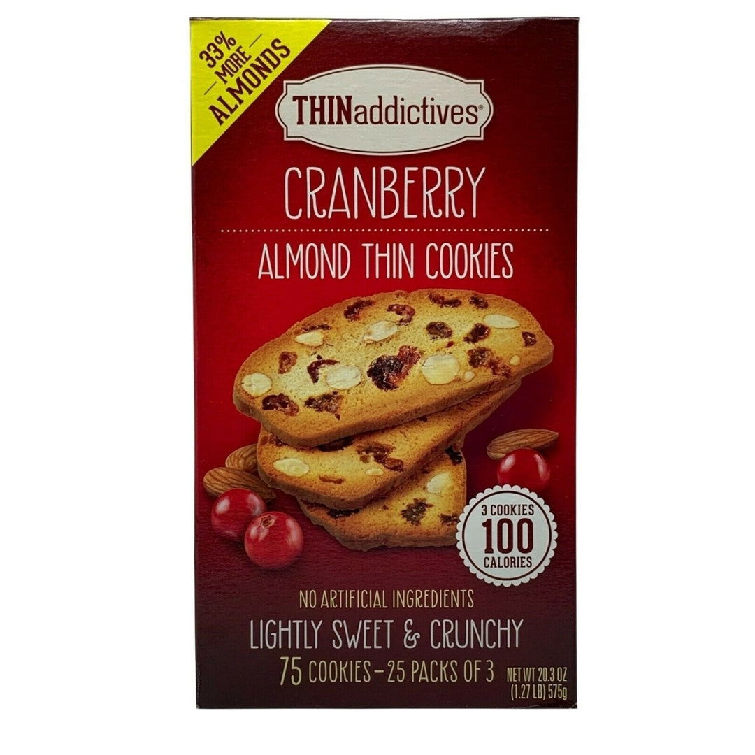 Thin Addictives Cranberry Almond Thin Cookies 20.3 Ounce (75 Count Total) Image 1