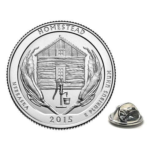 Homestead National Monument of America Coin Lapel Pin Uncirculated U.S. Quarter 2015 Tie Pin Image 1
