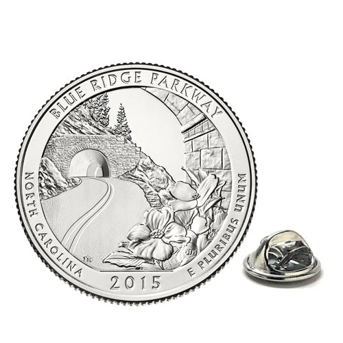 Blue Ridge Parkway Coin Lapel Pin Uncirculated U.S. Quarter 2015 Tie Pin Image 1