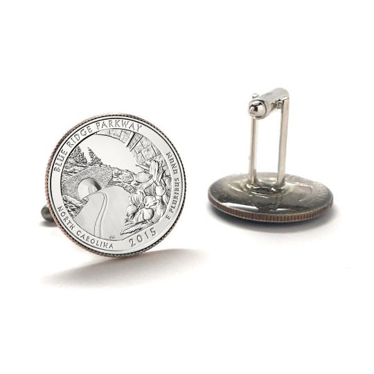 Blue Ridge Parkway Coin Cufflinks Uncirculated U.S. Quarter 2015 Cuff Links Image 3