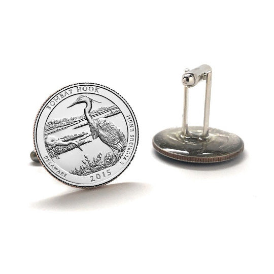 Bombay Hook National Wildlife Refuge Coin Cufflinks Uncirculated U.S. Quarter 2015 Cuff Links Image 3