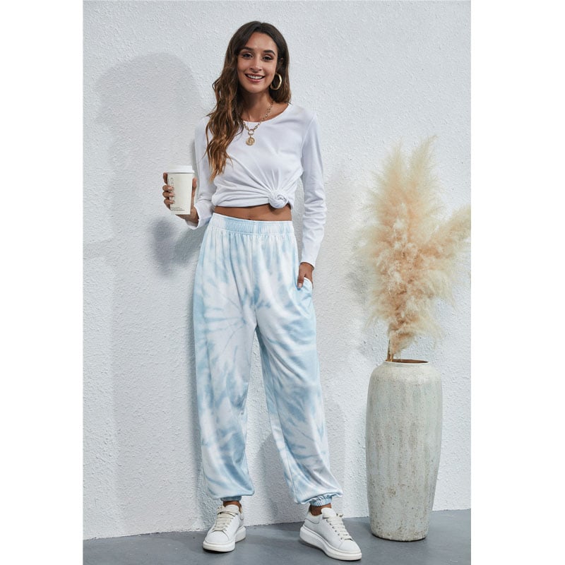 Fashion Tie Dye Elastic Waistband Pants in 6 Colors Image 1