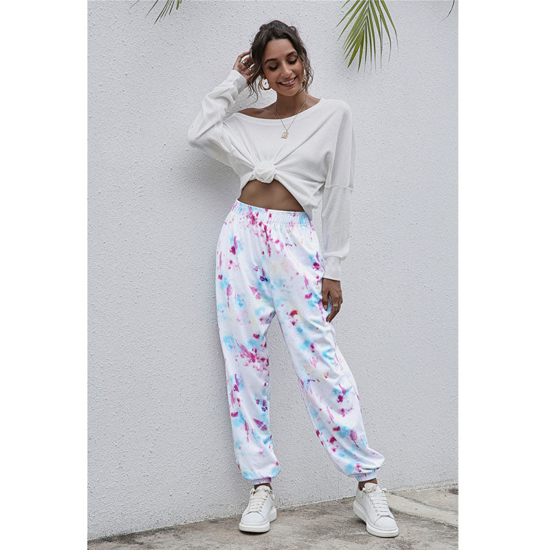 Fashion Tie Dye Elastic Waistband Pants in 6 Colors Image 9