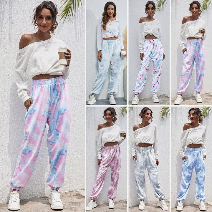 Fashion Tie Dye Elastic Waistband Pants in 6 Colors Image 1